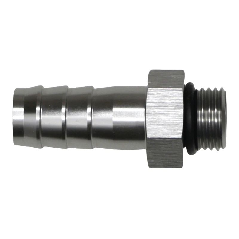 DeatschWerks 6AN ORB-Männlich auf 1/2 Zoll-Männlich Triple Barb Fitting (Inkl. O-Ring) - eloxiertes DW-Titan