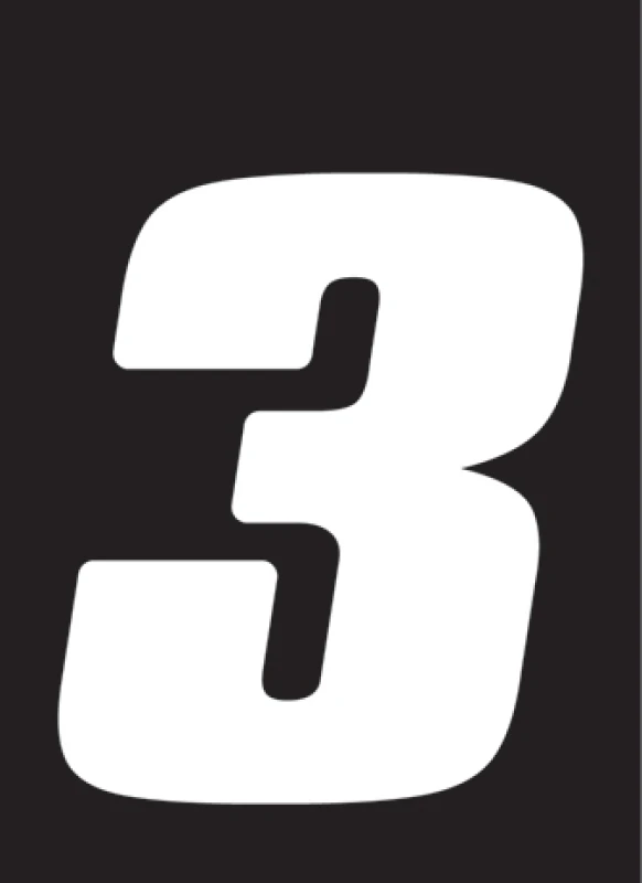 Hardline Dirt Digits 3er Set 7 Zoll Hochglanz Zahl 3 Weiß