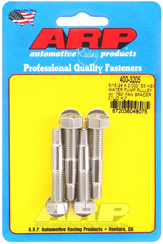 ARP 5/16-24 X 2.000 SS Sechskant-Wasserpumpen-Riemenscheibe mit 0,75-Zoll-Lüfter-Abstandshalter-Stift-Kit