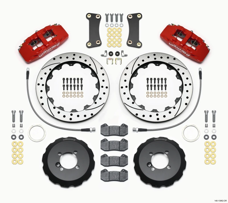 Wilwood Dynapro 6 Front Hat Kit 12,88 Zoll gebohrt Rot 2002- Aufwärts Mini Cooper mit Leitungen