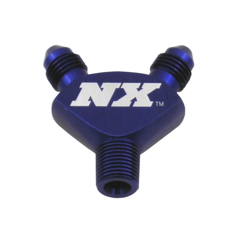 Nitrous Express 1/8NPT x 3AN x 3AN Billet Pure-Flo Y-Formstück - Blau