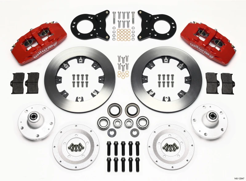 Wilwood Dynapro 6 Vorderrad-Kit 12,19 Zoll Rot 1965-1969 Mustang Disc & Drum Spindel
