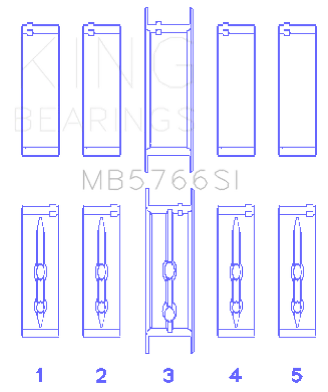 King GM LS1/2/4/6 (Bohrung +0,25 mm) (Größe 0,25 mm überdimensioniert) Hauptschlaglager-Satz