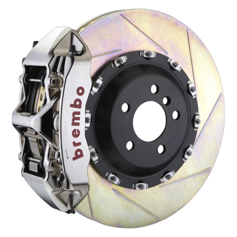 Brembo 03-13 Flying Spur Front GTR BBK 6 Piston Billet 411x34 2pc Rotor Slotted Type1 - Nickel
