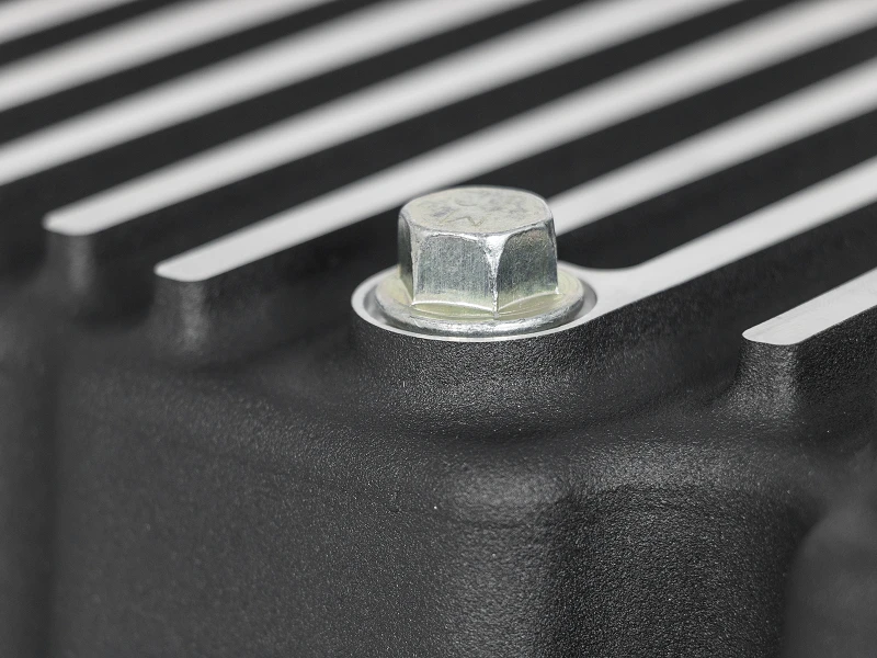 AFE Pro Series Motorölwanne Schwarz mit bearbeiteten Rippen; 11-16 Ford Powerstroke V8-6.7L (td)