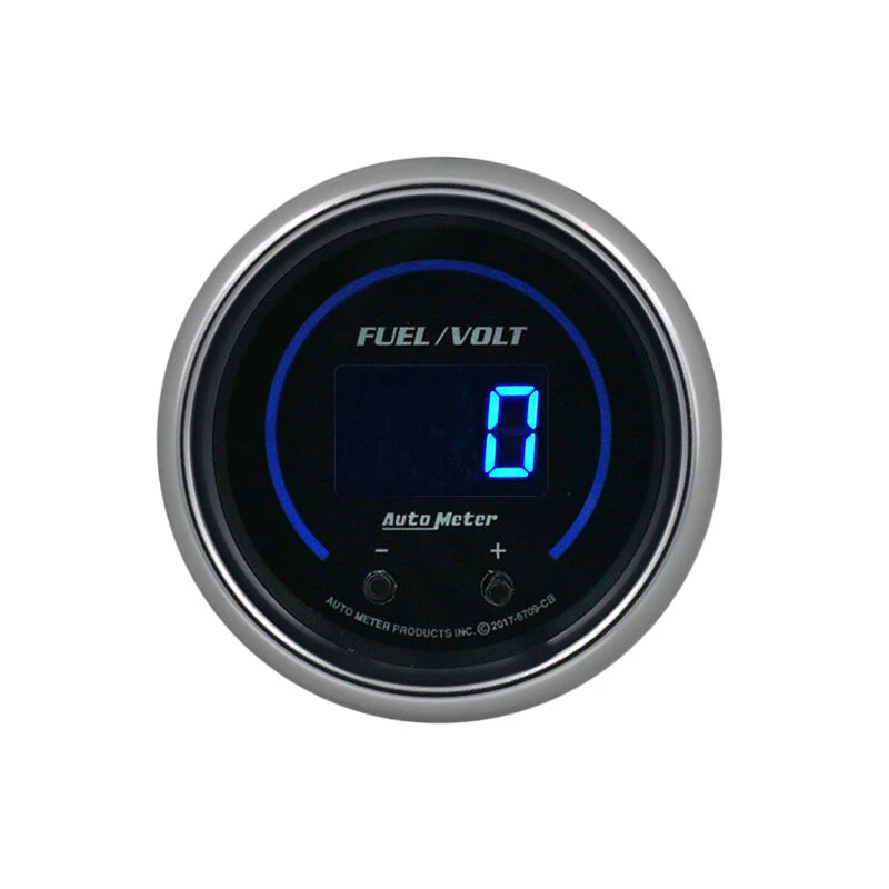 Autometer 52,4mm Schwarzes Schaltbares 0-100 Kraftstoffstand / 8-18V Voltmeter Cobalt Elite Digital Anzeige