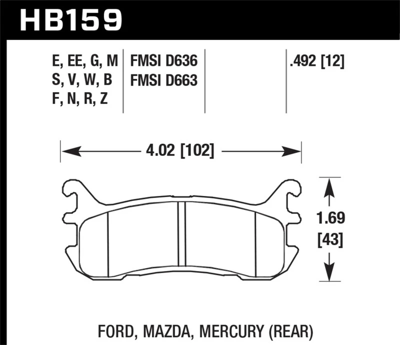 Hawk 03-05 Mazda Miata Hinten ER-1 Bremsbelag-Set