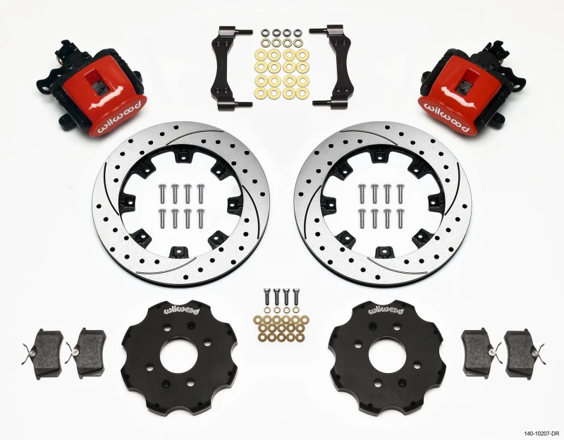 Wilwood Kombinations-Handbremse Hinten Kit 12,19 Zoll Gebohrt Rot Civic / Integra Scheibe 2,39 Nabenversatz