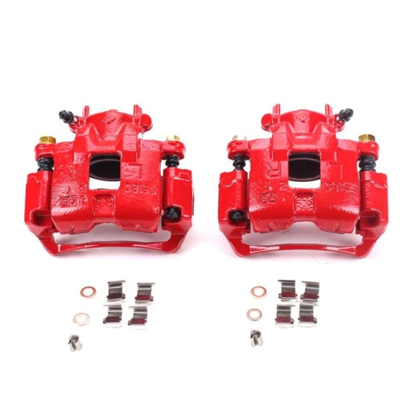 Power Stop Front Red Calipers w/Brackets - Pair for 02-07 Mitsubishi Lancer