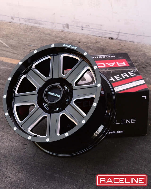 Raceline 940M Hostage 16x8in / 6x139.7 BP / 0mm Offset / 106.1mm Bore - Black & Milled Wheel