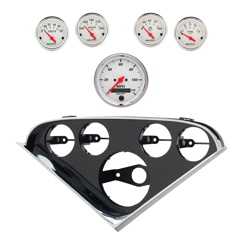 Autometer Arctic White Direct Fit Dash Kit 55-56 Chevrolet (1 x 3-3/8in. / 4 x 2-1/16in.)