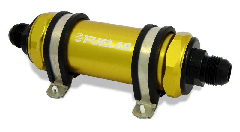 Fuelab 828 In-Line Fuel Filter Long -6AN In/Out 6 Micron Fiberglass