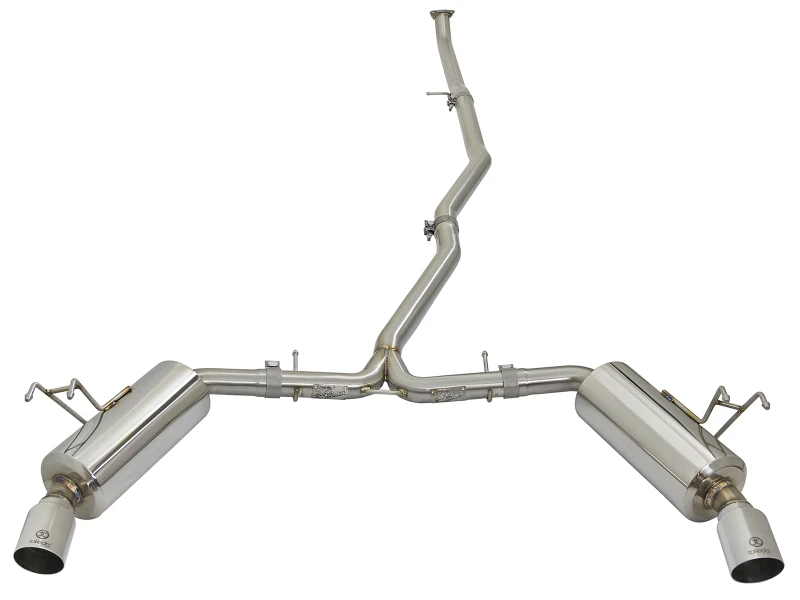 aFe POWER Takeda 16-17 Honda Civic I4-1.5L (t) 2.25-2.5in 304 SS CB Dual-Exit Auspuff Polierter Endschalldämpfer