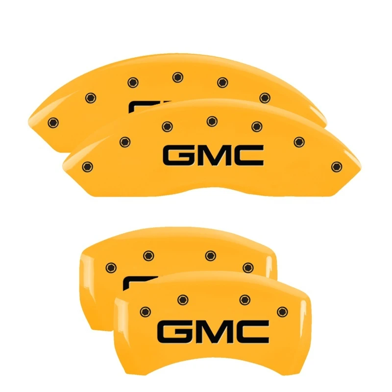 MGP 4 Bremse Caliper Abdeckungen Graviert Vorne & Hinten GMC Gelb Finish Schwarz ch