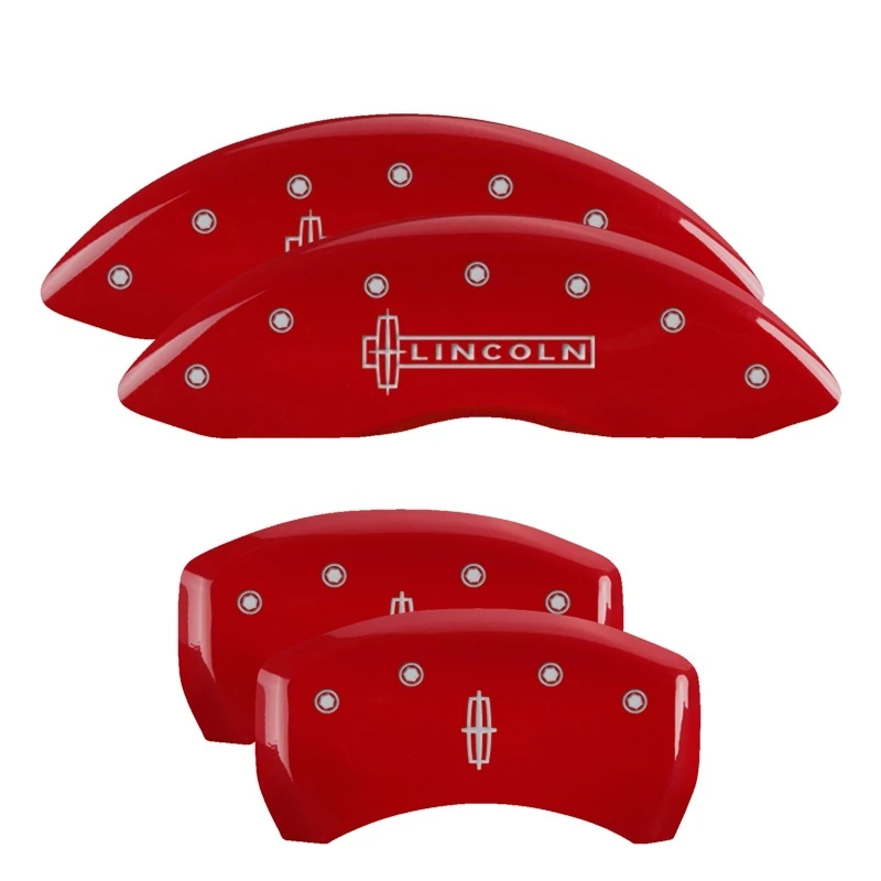 MGP 4 Bremse Caliper Abdeckungen Graviert Vorne Lincoln Graviert Hinten Stern Logo Rot Finish Silber