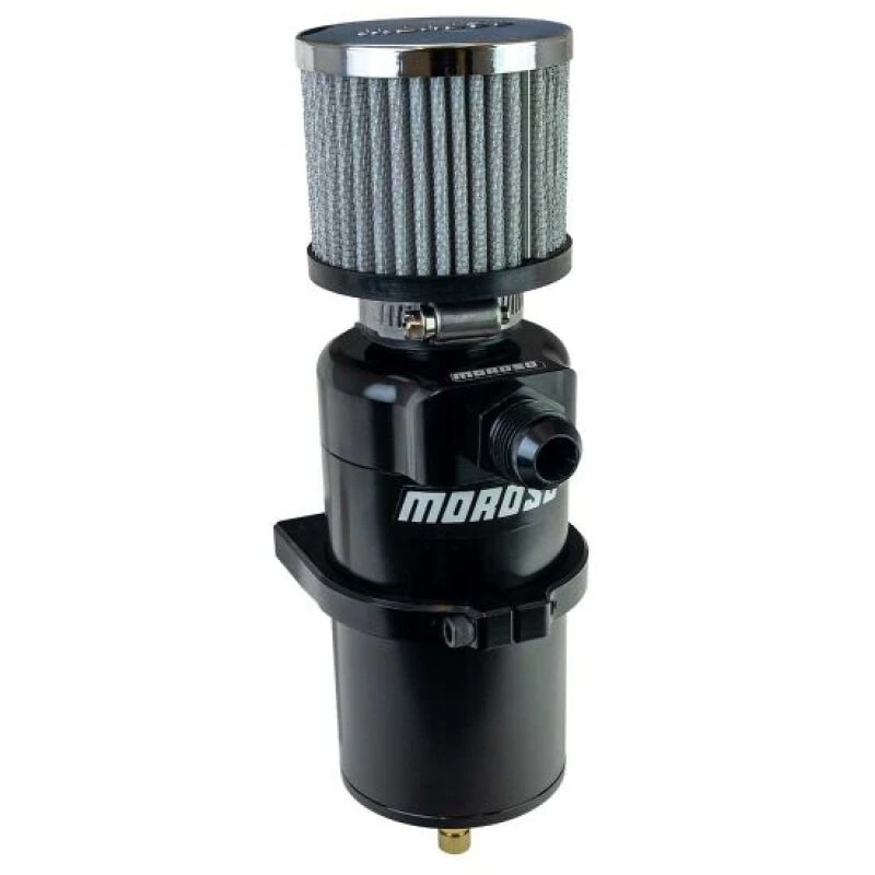 Moroso Single Inlet -10AN Billet Breather Tank Catch Can - Black
