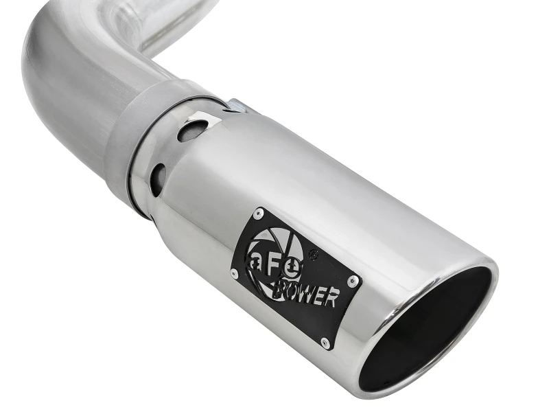 aFe Large Bore-HD 4 Zoll 409 Edelstahl DPF-Back Auspuff 18-19 Ford F-150 V6-3.0L (td) mit polierter Spitze