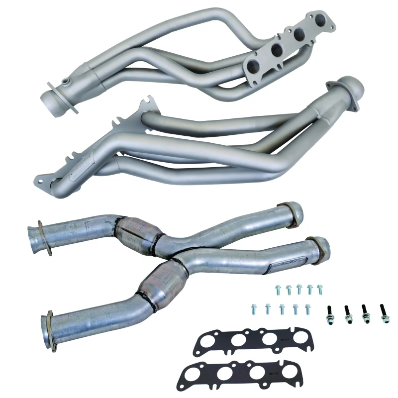 BBK 86-04 Ford Mustang Coyote Swap 1-3/4in Long Tube Headers mit Hochleistungskat X-Pipe (Ti-Keramik)