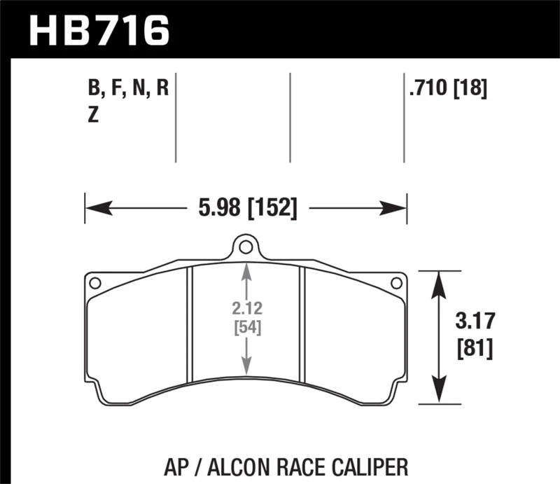 Hawk HPS Bremsbeläge mit 0,710 Dicke - AP Racing Alcon