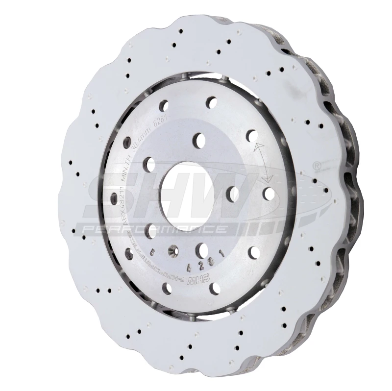 SHW 14-20 Audi R8 5.2L (Excl Ceramic Brake) Rear Drill-Dimp Lightweight Wavy Brake Rotor(4S0615601B)