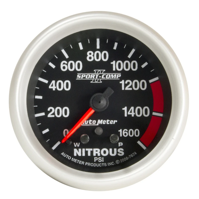 Autometer Sport-Comp II Pro Control 2-5/8in 1600 PSI Nitrousdruckmanometer mit Peak und Warn