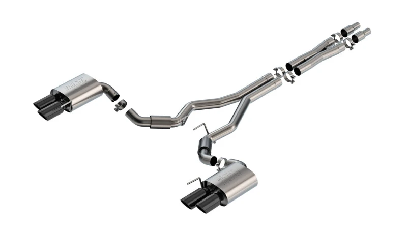 Borla 2024 Ford Mustang GT 5.0L V8 3 Zoll ATAK Catback Non-Active Exhaust- Schwarz Chrom Quad Tip