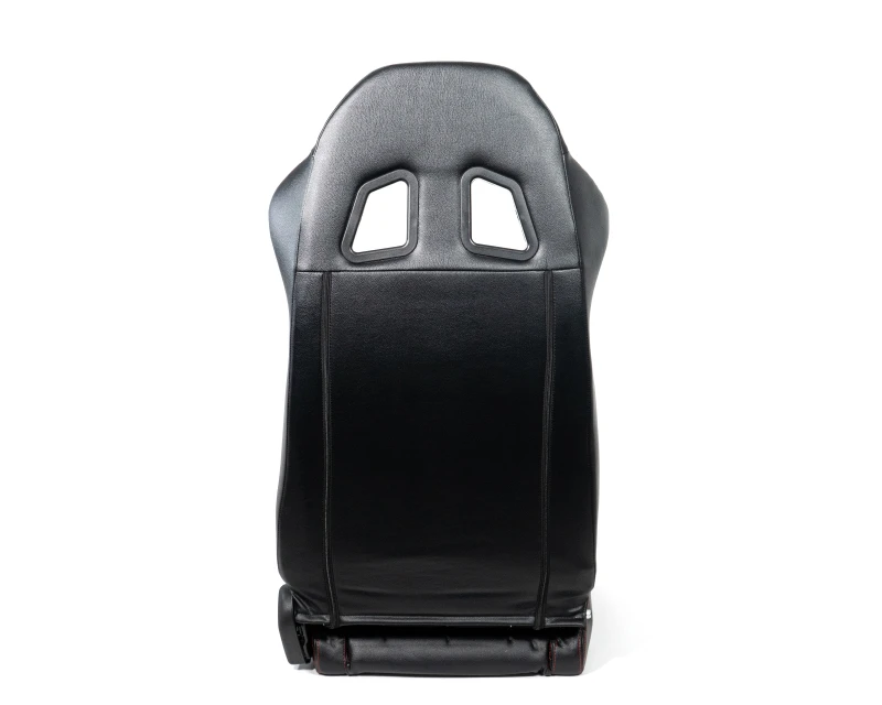NRG Reclinable Racing Sitze (Paar) Schwarz Leder mit NRG Logo Roter Stich