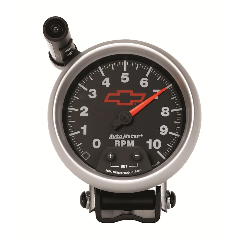 Autometer GM Red Bowtie Black 3-3/4in 0-10000 RPM Sockel-Montage-Tachometer Quick-Lite