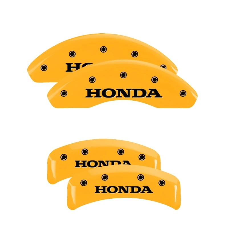 MGP 4 Bremse Caliper Abdeckungen Graviert Vorne & Hinten Honda Gelb Finish Schwarz Char 2003 Honda Element