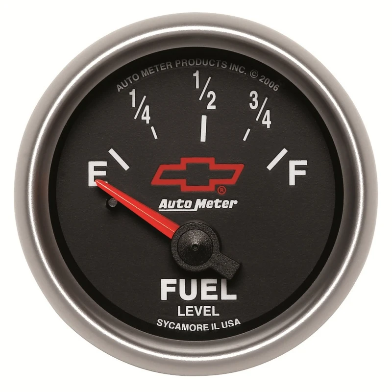 Autometer GM Bowtie Black 2-1/16 Fuel Level, 0-90, Air-Core 8-18V
