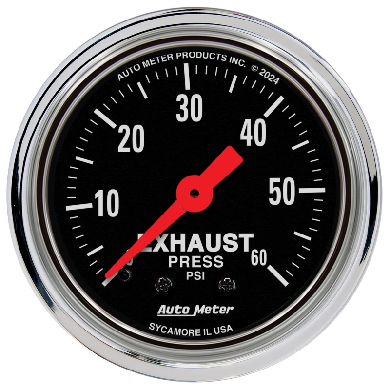 AutoMeter Gauge Exhaust Pressure 2-1/16in. 60 PSI Mechanical Traditional Chrome
