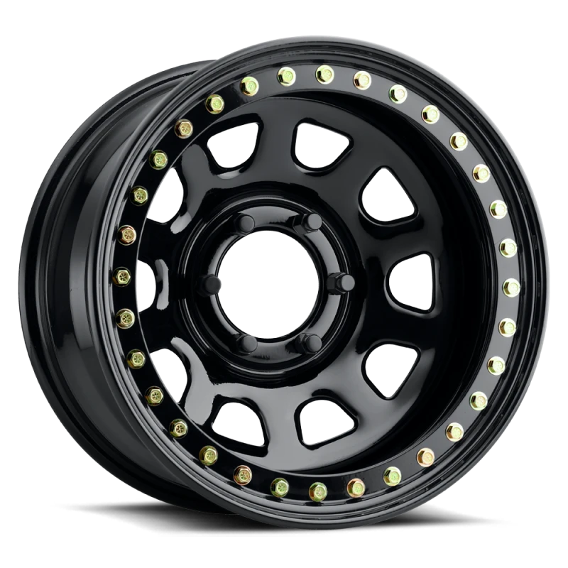 Raceline RT51 Daytona Rock 15x8in/5x139.7 BP/-19mm Offset/107.95mm Bore - Gloss Black Beadlock Wheel