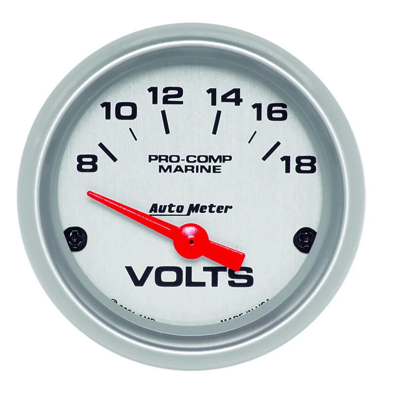 Autometer Voltmeter 2-1/16 Zoll 18V Elektrisch Marine Silber Ultra-Lite Anzeige