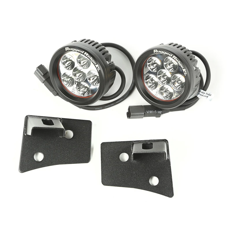 Rugged Ridge 07-18 Jeep Wrangler JK Texturiertes Schwarzes Rundes Windschutzscheiben-LED-Kit mit Halterungen