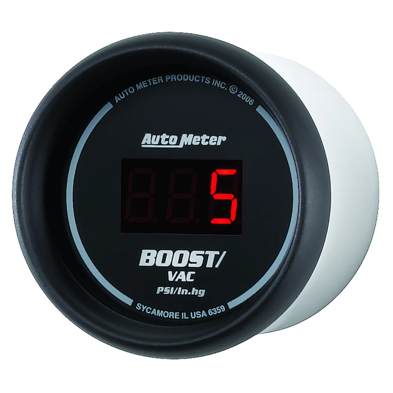Autometer Black 52mm 30 In Hg.-Vac./30 PSI Digital Vacuum/Boost Gauge