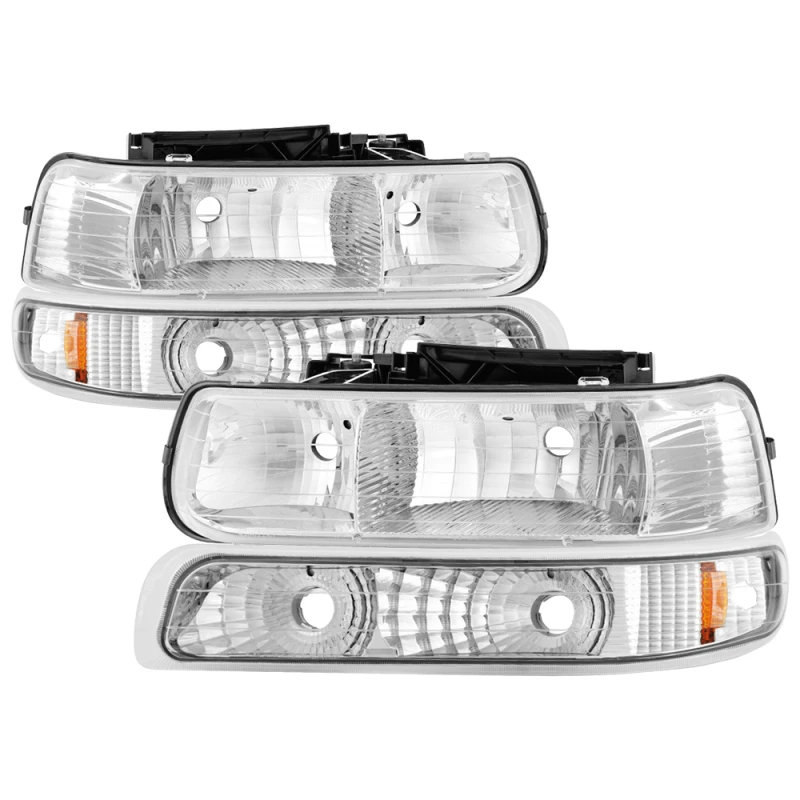 spyder_5064226-6794c6573686e Xtune Chevy TahOE 00-06 Amber Crystal Headlights w/ Bumper Lights Chrome HD-JH-CSIL99-SET-AM-C