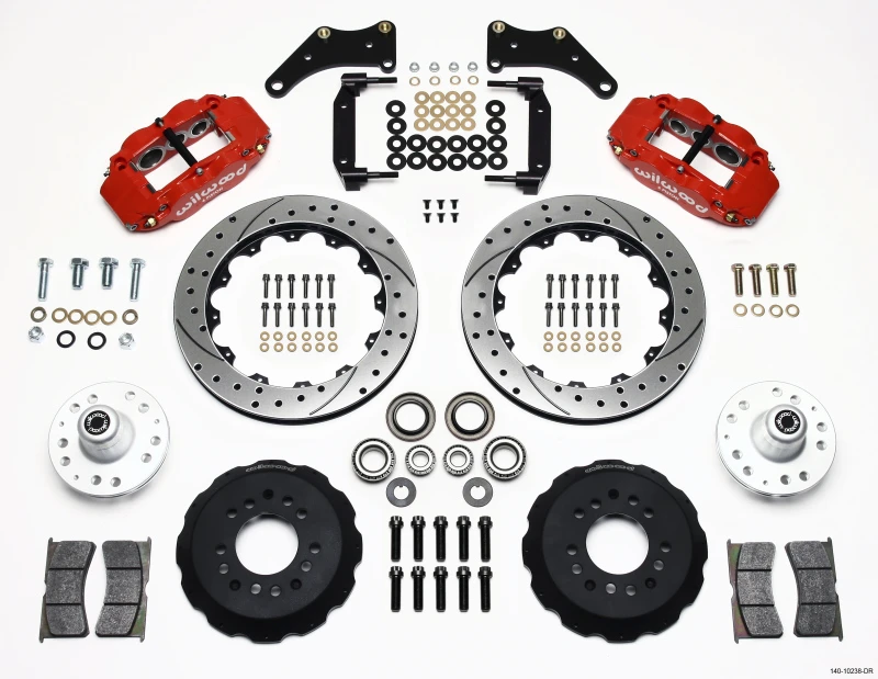 Wilwood Narrow Superlite 6R Vorderrad-Kit 12,88 Zoll Bohrung Rot Grosser GM 57-70 Drop Spindel