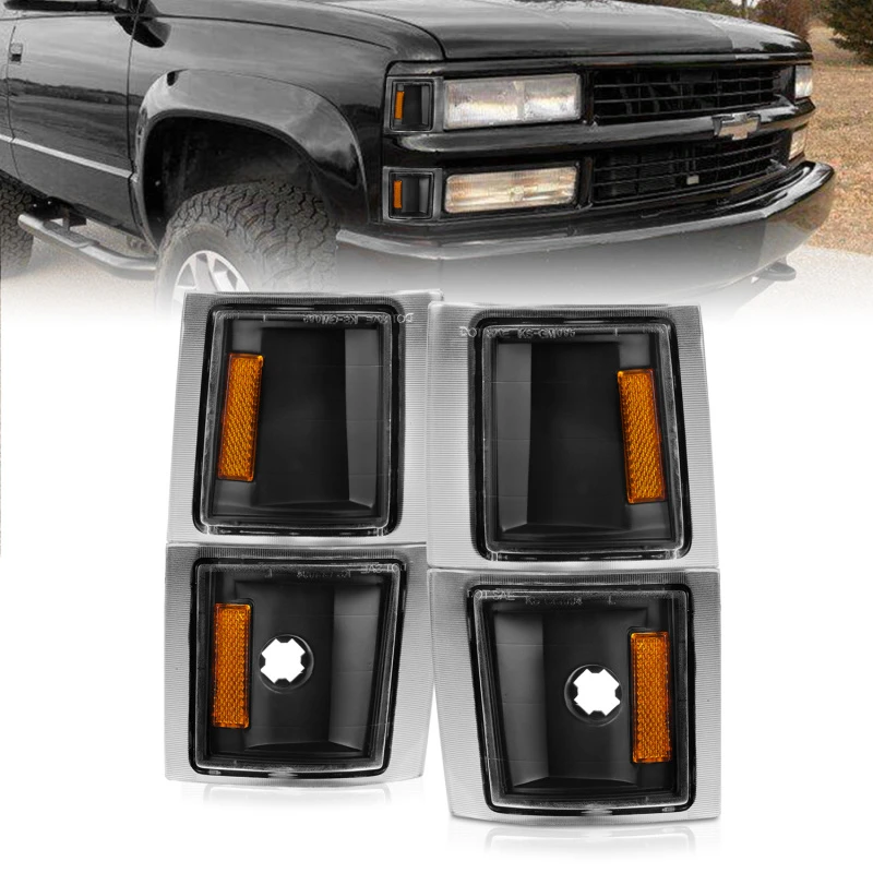 ANZO 1994-1998 Chevrolet Blazer Eckleuchten Schwarz Gehäuse Klar Linse mit Amber Reflektor