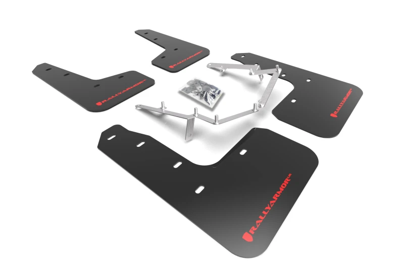 Rally Armor 17-21 Honda Civic EX/EX-L/LX (Schwarzes UR-Schmutzfänger-Kit mit rotem Logo)