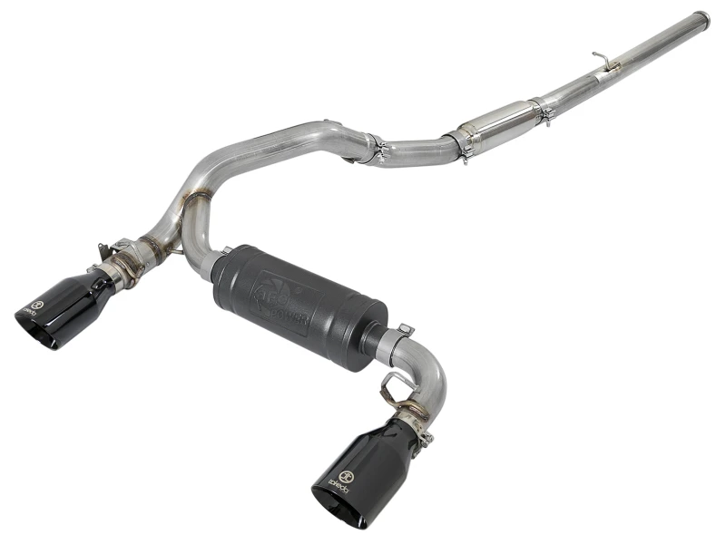 aFe Takeda 3 Zoll 304 Edelstahl Cat-Back Auspuffsystem mit schwarzen Endrohren 16-18 Ford Focus RS I4-2.3L (t)
