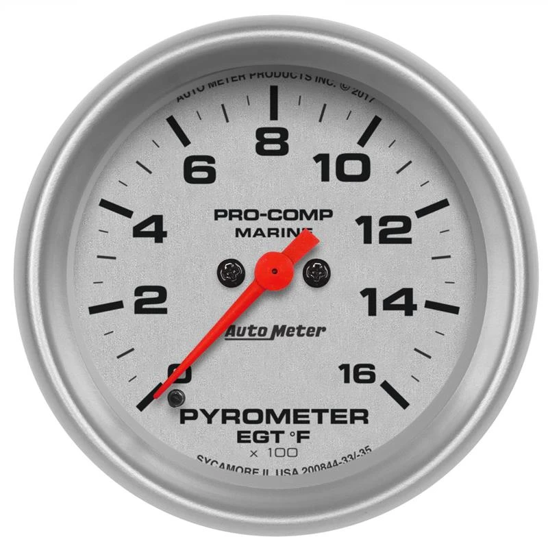 Autometer Ultra-Lite 2 5/8in 1600 Degree Pyrometer (EGT) Gauge - Marine Silver