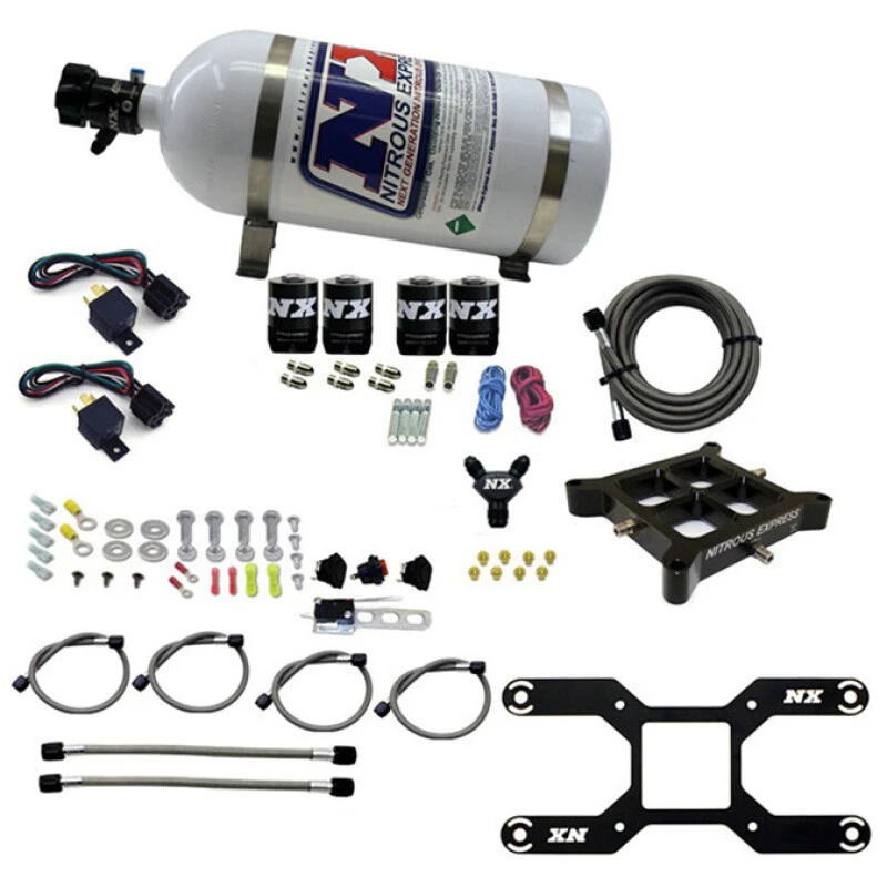 Nitrous Express Dry Quad Stage Billet Crossbar Plate System 100-2000hp (4150 Flange) w/10lb Bottle
