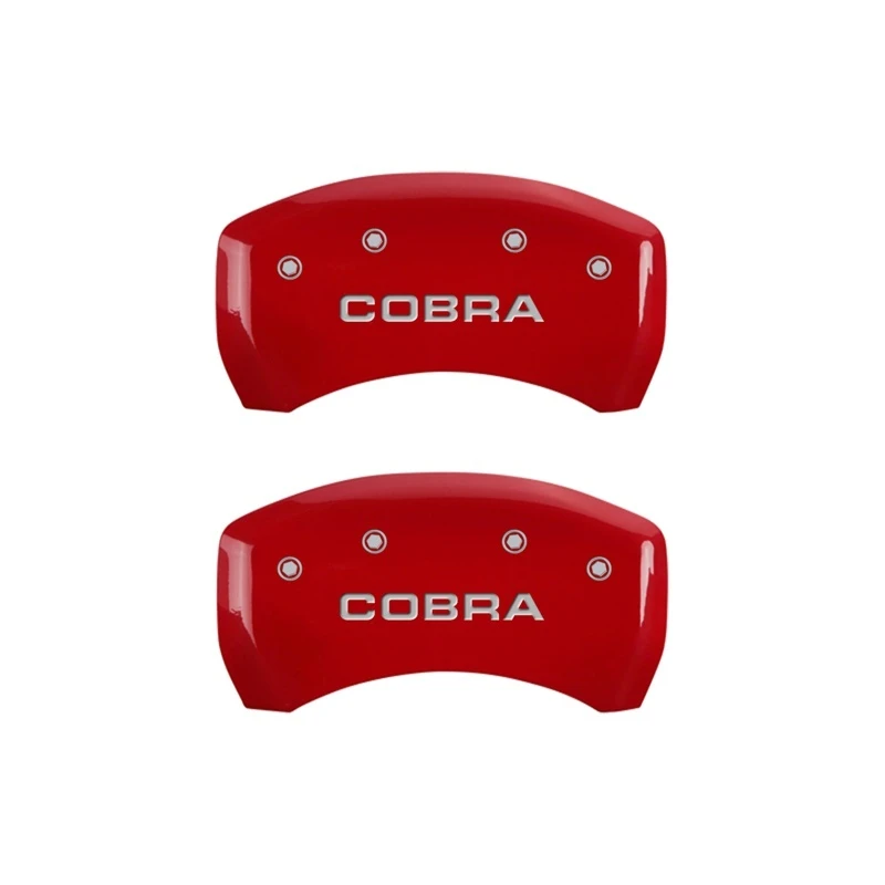 MGP Hintere Set 2 Bremse Caliper Abdeckungen Graviert Hinten Cobra Rot Finish Silber