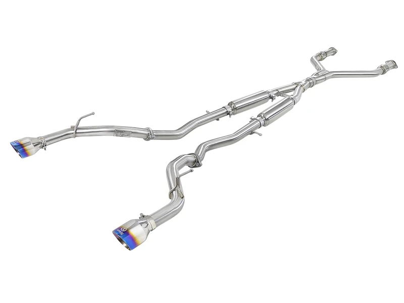 aFe POWER Takeda 2,5 Zoll 304 SS CB Auspuff mit Blue Flame Endrohren 17-19 Infiniti Q60 V6-3.0L (tt)