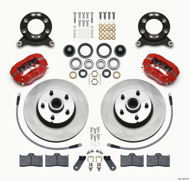 Wilwood Forged Dynalite-M Vorderes Kit 11,30 Zoll 1-teiliger Rotor&Hub Rot 1970-1973 Mustang Disc & Drum Spindel