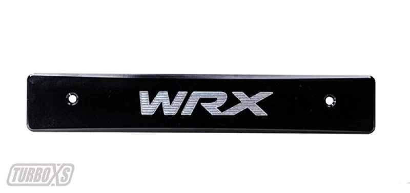 Turbo XS Billet Aluminium Nummernschild-Abdeckung Schwarz Maschinell WRX Logo für 08-14 Subaru WRX/STi