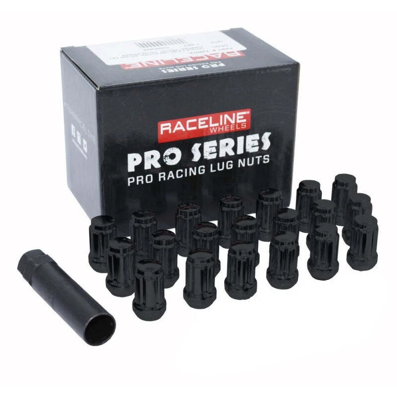 Raceline 12x1.25mm Spline Black Lug Nuts (24 Pack)