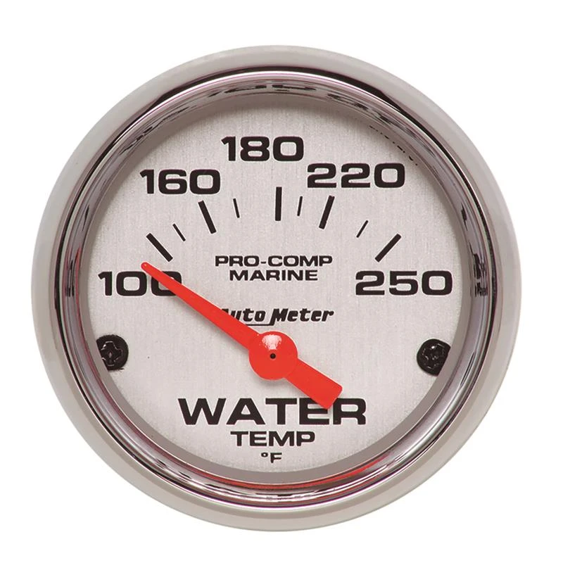 Autometer Marine Chrom Ultra-Lite 2-1/16 Zoll 100-250 Grad Elektrisches Wasser-Temperatur-Messgerät