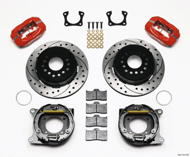 Wilwood Forged Dynalite P/S Park Bremse Kit Bohrungen Rot 58-64 Olds/Pontiac Ends