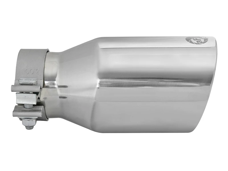 aFe MACH Force-Xp Univ 304 SS Double-Wall Clamp-On Exhaust Tip - Polished - 3in Inlet - 4.5in Outlet